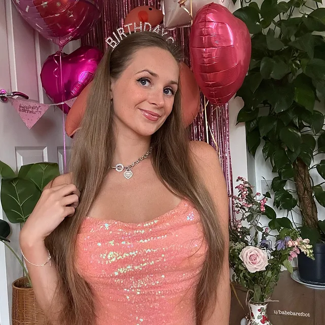 Did you know I’m wearing panties that match this sparkly dress preview image for OnlyFans @babebarefootfree on Babe Plug